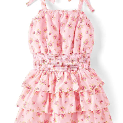 The Children's Place Girls' Casual Sleeveless Tiered Dresses, Pink Floral, Small