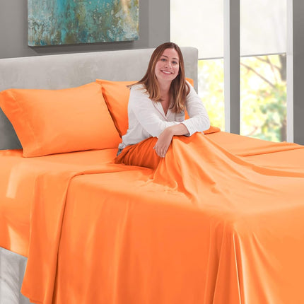 Nestl Twin Bed Sheet Set - Light Orange - 3-Piece Extra Deep Pocket
