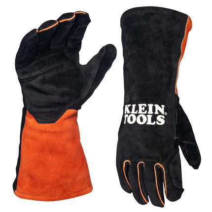 KLEIN TOOLS 60915 MIG Welding Gloves, X-Large, Split Cowhide Leather, Flame Resistant Fleece Lining, Reinforced Palm, Thumb and Forefinger, Kevlar Aramid Stitching