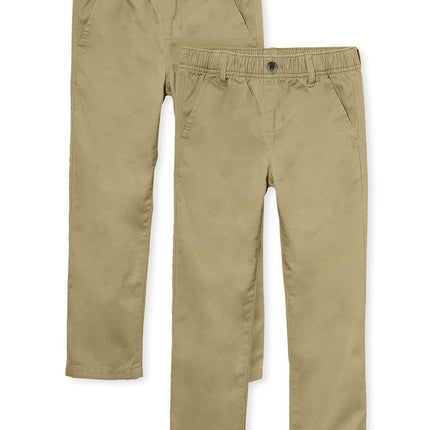 The Children's Place Boys' Stretch Chino Pants, Flax 2-Pack, 5