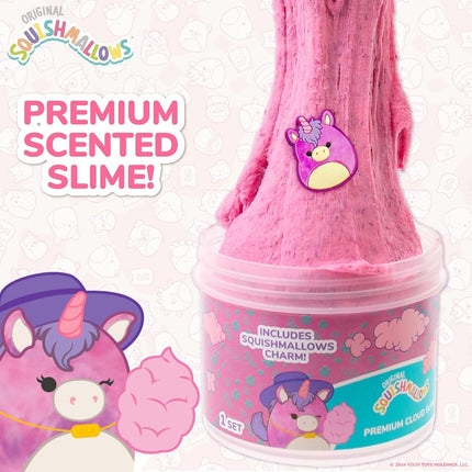 Original Squishmallows Lola The Unicorn Premium Scented Slime, Cotton Candy Scented, 2 Fun Add Ins, Pre-Made Slime for Kids, Great 6 Year Old Toys, Super Soft Squishy Toy, 8 oz.