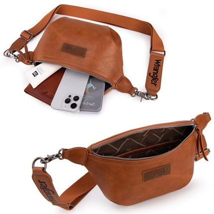 Wrangler Fanny Packs for Women Waist Bag Travel Belt Bags Crossbody Sling Bag for Women, Light Brown WG82-194LBR