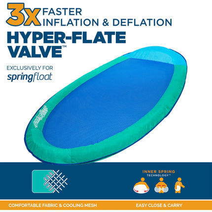 Flotador inflable SwimWays Spring Float para piscina con válvula Hyper-Flate, Aqua