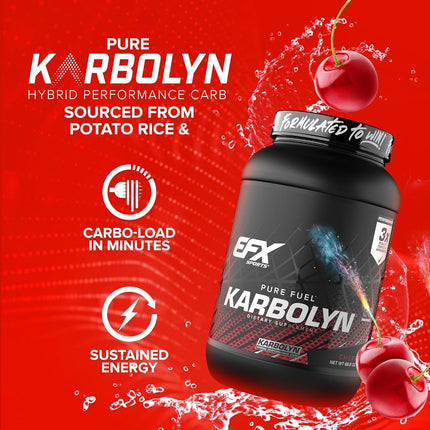 EFX Sports Karbolyn Fuel Complex Carbohydrate Powder Intense Energy Supplement Shake | Pre Workout & Post Workout Recovery Drink for Sustained Endurance and Strength, Cherry Bomb Pop, (4 LB 4.8 OZ)
