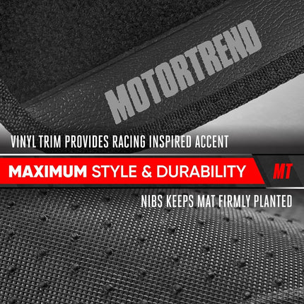 Motor Trend SpeedSeries Carpet Car Floor Mats Set - Versatile Fit for Cars, Trucks, SUVs, Vans Black Trim Racing Design Car Mat Full Set Tapetes para Carro - Set of 4, Black Cars Carpet Mats