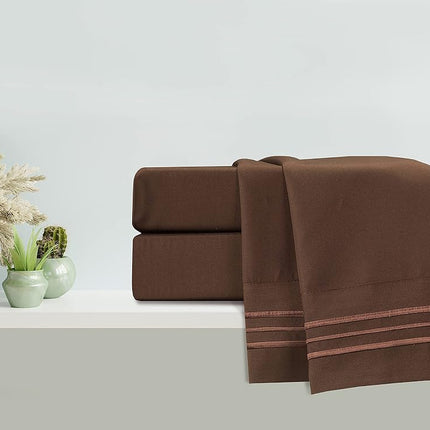 Elegant Comfort Luxurious Microfiber GIFT BOX 4-Piece Bedding Sheet Set, Breathable, Soft 1500 Premium Hotel Quality, Deep Pocket and Easy Fit, California King, Chocolate