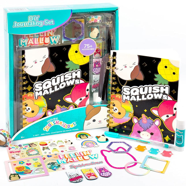 Squishmallows Original DIY Journaling Kit, Includes Craft Supplies Like Cute Stickers for Journaling, Sketch Pad, Cam The Cat Charm, Keychain, Fun Scrapbook Kit, Girl Gifts, Art Set