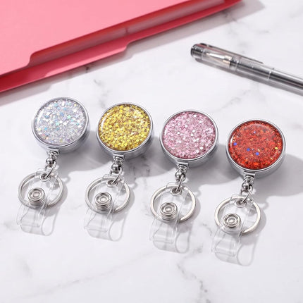 Boutilon Retractable Badge Holder, Badge Reels,Lightweight Plastic Badge Reel Card Holder Backing Belt Clip for Nurse,Volunteer,Teacher,Student(4 Pack Silver Pink Golden Red)