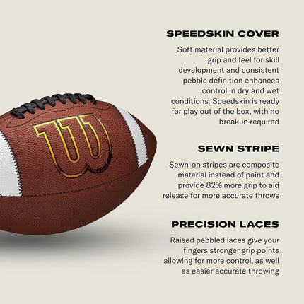 Wilson GST SpeedSkin Football - Brown, Peewee Size