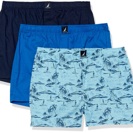 Nautica Men's Cotton Woven 3 Pack Boxer Shorts, Sp
