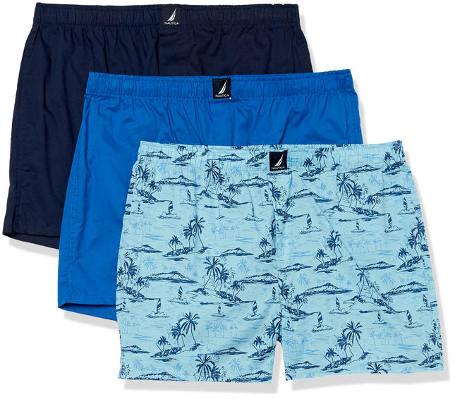 Nautica Men's Cotton Woven 3 Pack Boxer Shorts, Sp