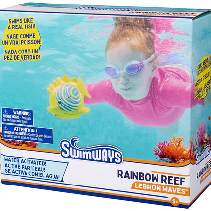 SwimWays Rainbow Reef Fish Toy, Kids Swimming Accessories & Water Toys, Learn to Swim Pool Toys for Kids Ages 5 & Up, Batteries Included, Lebron Waves