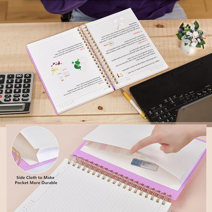MUAHLIUB Spiral Notebook Journal College Ruled 8.5''x 11'', 360 Pages Lined Thick Journals for Women Men, A4 Large Writing Spiral Journal with 100GSM Paper, Spiral Notebooks for Work, School Purple