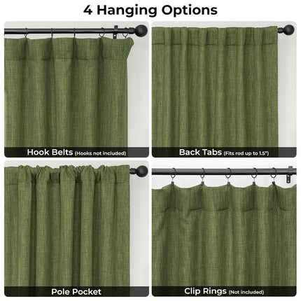 HPD Half Price Drapes Faux Linen Textured Room Darkening Curtains for Bedroom 96 Inches Long (1 Panel), 50W X 96L Curtains for Living Room Home Decor, Tuscany Green