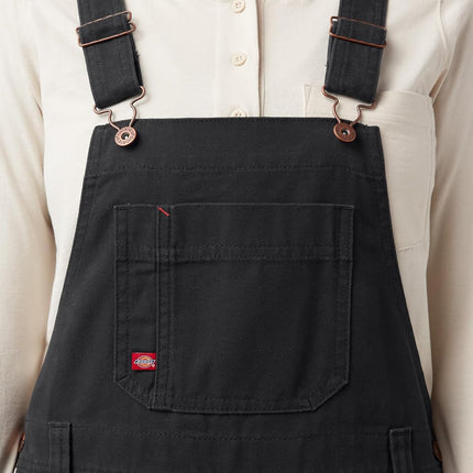 Dickies Womens W Bib Relaxed Straight, Rinsed Black, Medium
