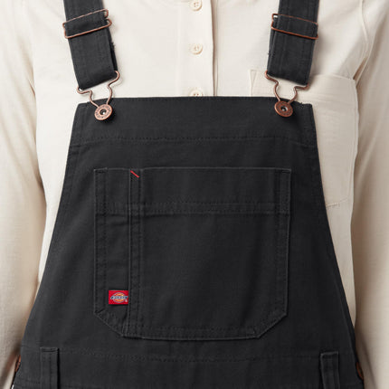 Dickies Womens W Bib Relaxed Straight, Rinsed Black, Medium