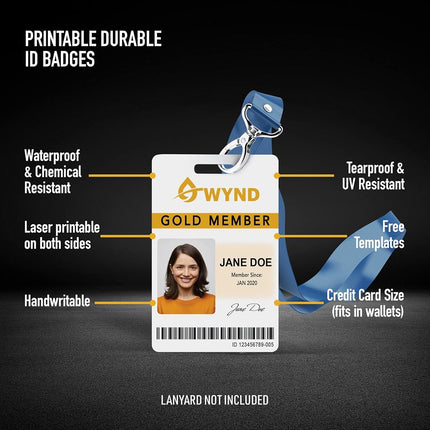 Avery Durable Tall ID Badges for Lanyards, Laser Printable on Both Sides, Blank White, 80 Total, 3.375" x 2.125" (61612)