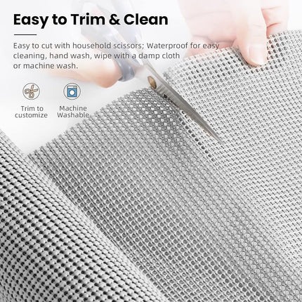 BAGAIL Non-Adhesive Shelf Liner, Thick Strong Grip Drawer Liners for Kitchen Cabinets, Heavy-Duty Easy Cut Cabinet Liners for Shelves, Pantry, Bathroom Cupboards - 45 * 600cm, LightGrey
