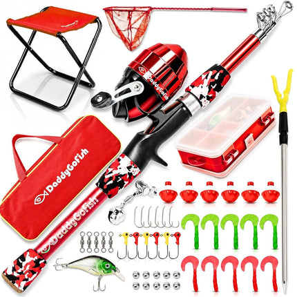 DaddyGoFish Kids Fishing Pole – Telescopic Rod & R
