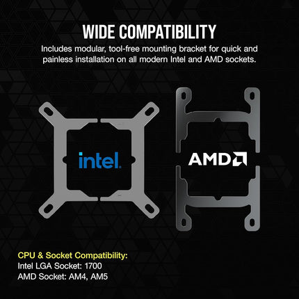 Corsair XC7 RGB ELITE LCD CPU Water Block - 480x480 IPS LCD Screen - 31 RGB LEDs - USB-C - Fits Intel® LGA 1700, AMD® AM5 and older - Stealth Grey