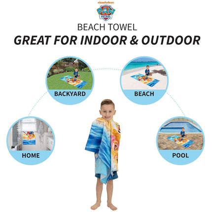 Franco AONELAS Serviette de plage super douce en coton pour enfants, 147 cm x 71 cm, Pat' Patrouille