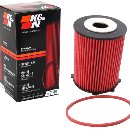 K&N Oil Filter - High Performance-Series compatible with Citroën, Ford, Mazda, Peugeot & Volvo (HP-7049), Red