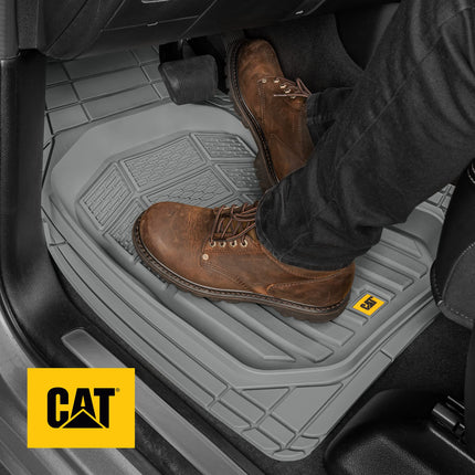 CAT Gray Car Floor Mats Full Set - Universal Heavy Duty Trim to Fit Floor Mats for Trucks - Car Mats & SUV Floor Liners for Car - All-Weather Truck Accessories & Odorless Rubber Automotive Floor Mats