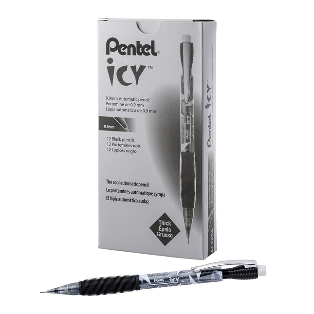Pentel ICY Mechanical Pencil, (0.9mm), Tinted Blac