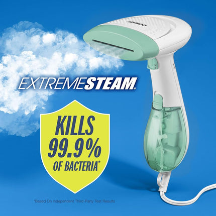 Conair Handheld Garment Steamer for Clothes, ExtremeSteam 1200W, Portable Handheld Design, White/Light Green, 14.478 cms (L) x 19.812 cms (W) x 32.766 cms (H)
