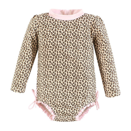 Traje de baño tipo camiseta de manga larga para bebé niña Hudson Baby, Leopardo, 18-24 meses