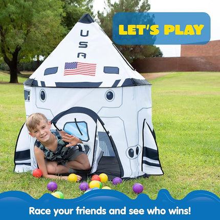 JOYIN Kids Play Tents Indoor Outdoor, Rocket Ship Play Tent, Spaceship Pop up Play Tent for Kids, Toddlers Playhouse Toys, Birthday Gifts for 3 4 5 6 7 8 Year Old Boys & Girls