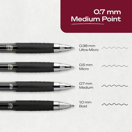 uniball Signo 207 Gel Pen, Retractable, Medium 0.7 Mm, Assorted Ink Colors, Black Barrel, 8/pack