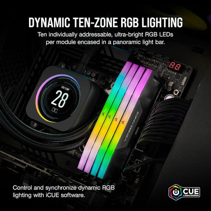 CORSAIR VENGEANCE RGB DDR5 32GB (2x16GB) DDR5 Up to 6000MHz CL30 AMD EXPO Intel XMP iCUE Compatible Computer Memory – Grey (CMH32GX5M2B6000Z30K)