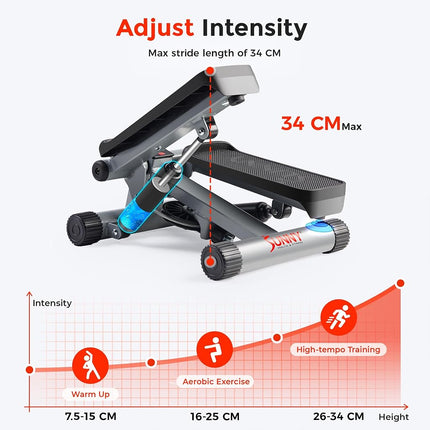 Sunny Health & Fitness Mini Stair Stepper with Resistance Bands for Cardio