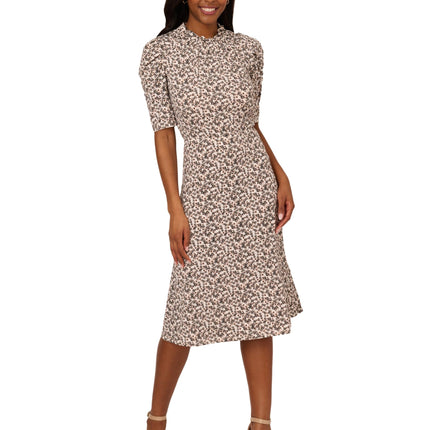 Adrianna Papell Women's Ruffle Neck Short Sleeve D