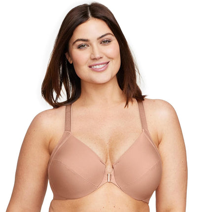 Glamorise Women's Plunge Bra, Opaque, Cappuccino, 46E