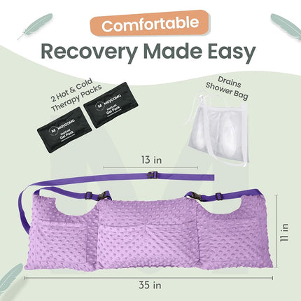 MOYOAMA Post Mastectomy Pillow with Cold Packs - Recovery After Breast Cancer Surgery, Breast Augmentation - Lightweight Post Surgery Pillow with 4 Built-in Pockets to Support Healing