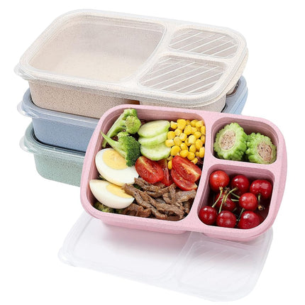 buluker 4 Pack Bento Lunch Box Set 3 Compartment W
