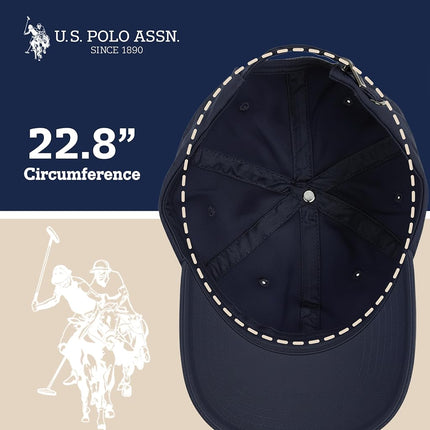 U.S. POLO ASSN. Mens Mens Washed Twill Cotton Adjustable Baseball Hat with Pony Logo and Curved Brim, Navy Blue, One Size