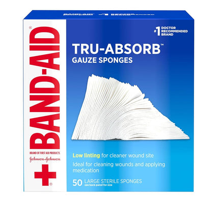 Band-Aid Brand Of First Aid Products Mirasorb Gauze Sponges For Cleaning Wounds, 4 Inches By 4 Inches, 50 Count