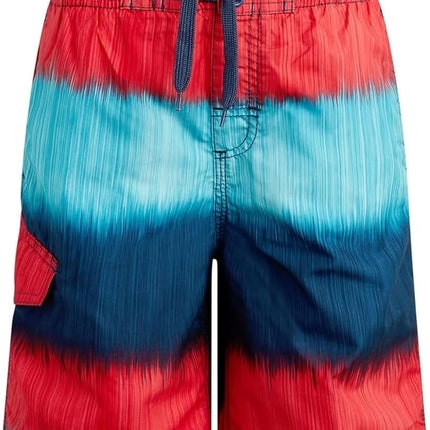 Kanu Surf Short de bain de plage Réfléchissant à séchage rapide UPF 50+ pour garçons, Zipline Marine/Rouge, 7
