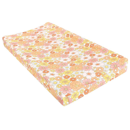 Hudson Baby Housse de Matelas à Langer Unisexe pour Bébé, Imprimé Peace Love Flowers, Taille Unique