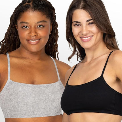 Fruit of the Loom Women's Spaghetti Strap Cotton Pullover Sports Bra Value Pack, Opaque, Black/Heather Grey/Olive/Purple/Lilac/Dusk, 40 (Pack of 6)
