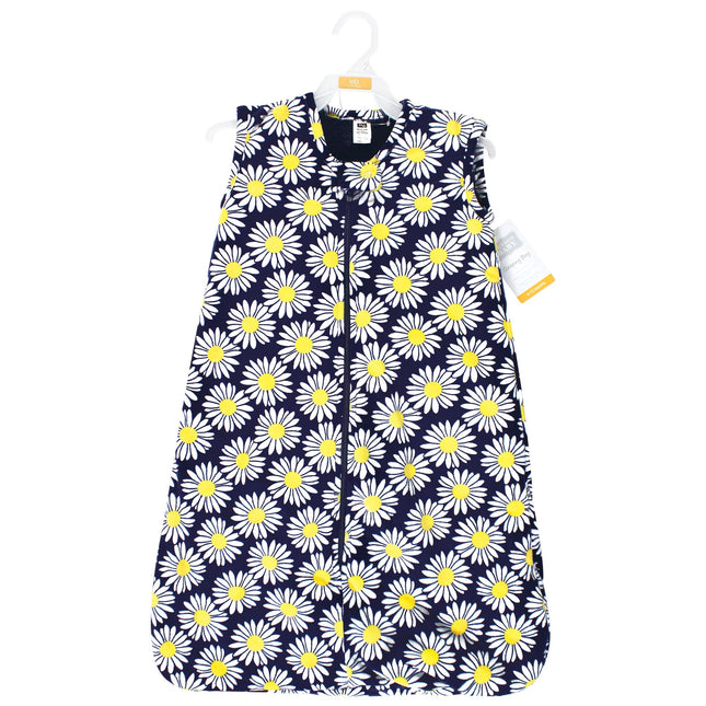 Hudson Baby Unisex Baby Plush Faux Fur Sleeping Bag, Wearable Blanket, Navy Daisy, 0-6 Months, Navy Daisy, 0-6 Months
