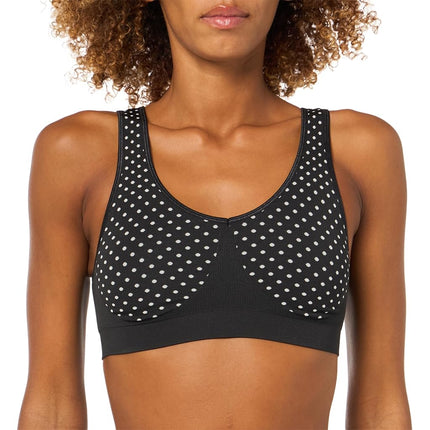 Bali Women's Wireless Bralette Bra, One Smooth U Bras for Women, Seamless Bralettes, No-Bulge, Smoothing, Pullover, Black and White Dot, S