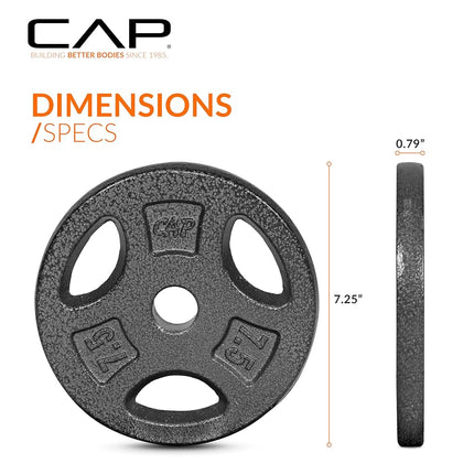 CAP Barbell Standard 1-Inch Grip Weight Plates 7.5 lbs BLACK, Pack (x4)