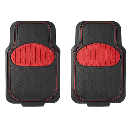 FH Group Car Floor Mats - Heavy-Duty Rubber Floor Mats for Cars, Universal Fit Full Set, Trimmable Automotive Floor Mats, Climaproof Floor Mats for Most Sedan, SUV, Truck Floor Mats Red