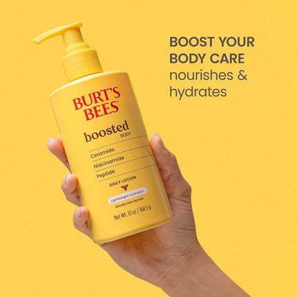 Burt's Bees Boosted Body Lotion, With a Ceramide, Niacinamide and Peptide Complex, Lightweight Daily Lotion Helps Boost Skin Barrier, Tropical Scented, 13 oz. Bottle