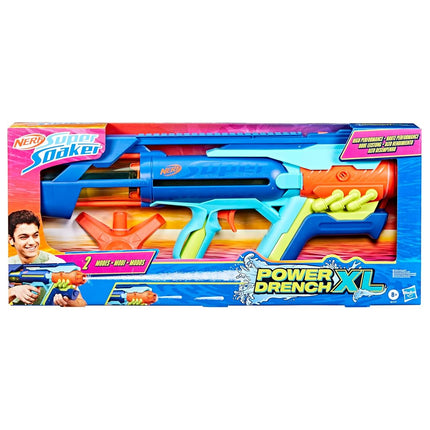 Nerf Super Soaker Power Drench XL Water Blaster, High Performance Pressurized Blasting, Easy Fill Station, Water Toys, Ages 8+