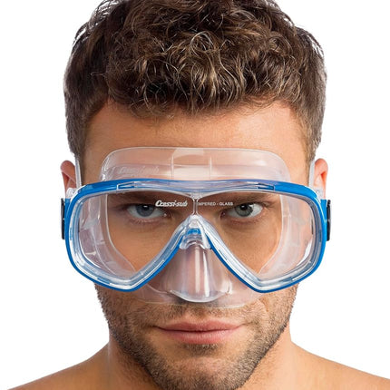 CRESSI Onda Mare Italian Made Snorkel Set - Clear/Blue - Diving Mask - Scuba Mask - Scuba Diving Equipment